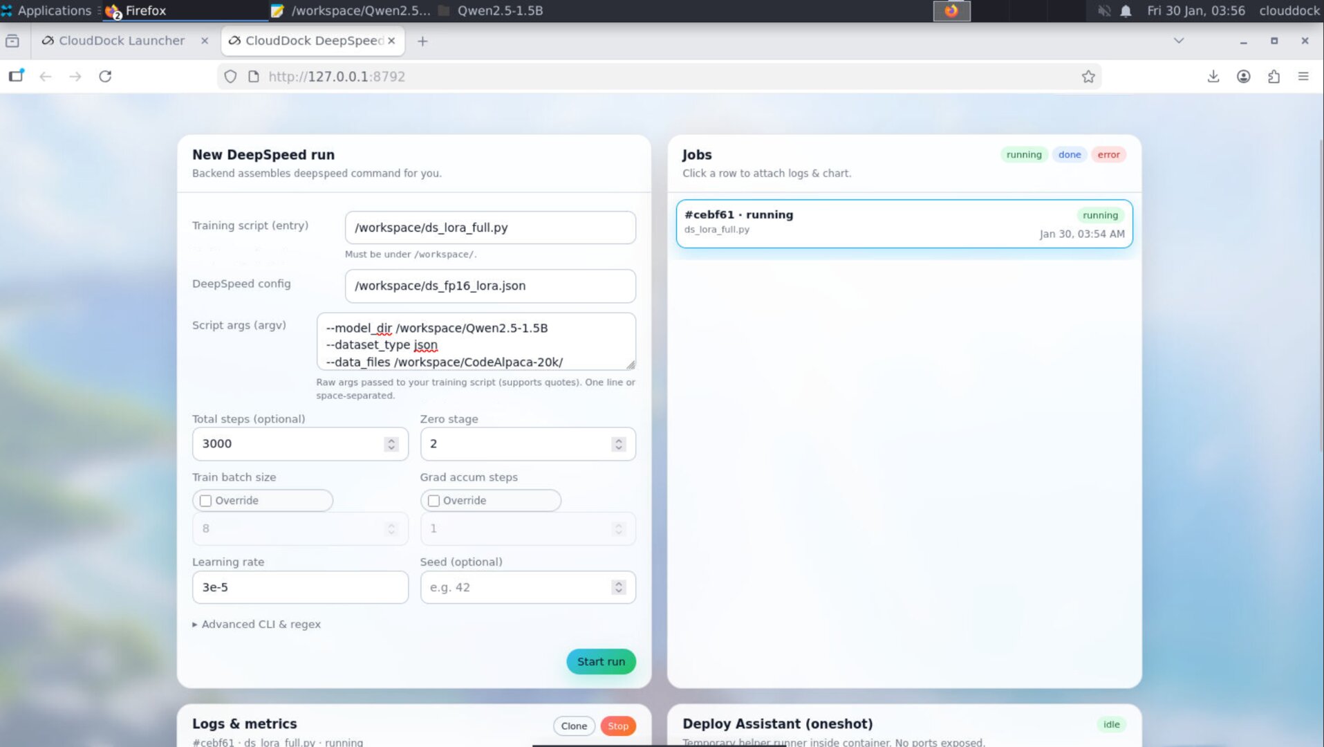 DeepSpeed Console 1.0.2: runtime args + override controls