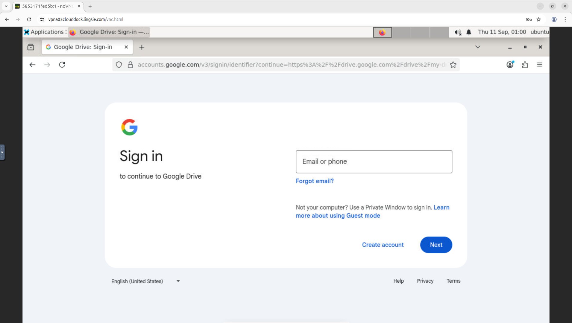 Google Drive sign-in