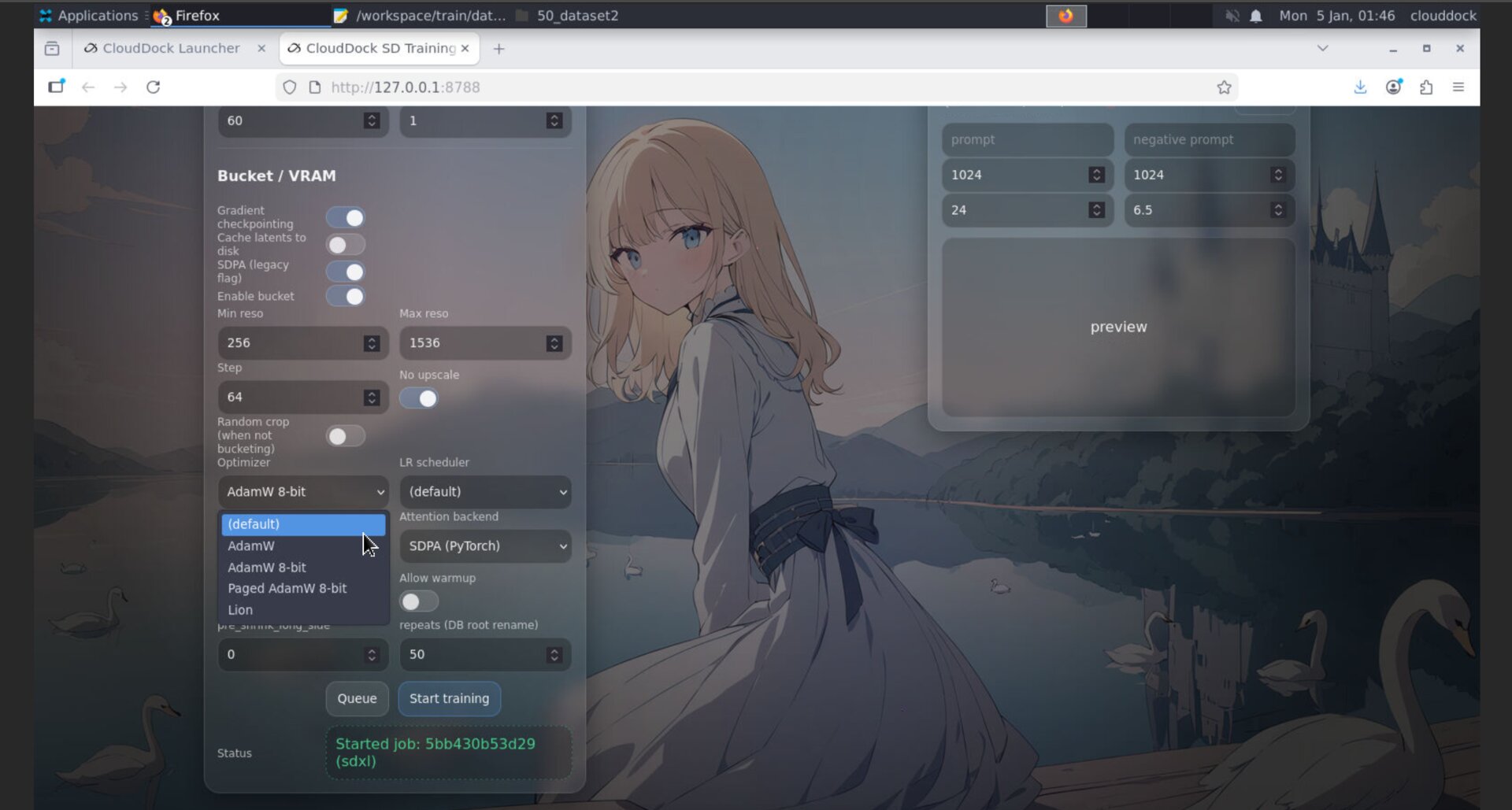 A1111 page AdamW8bit support