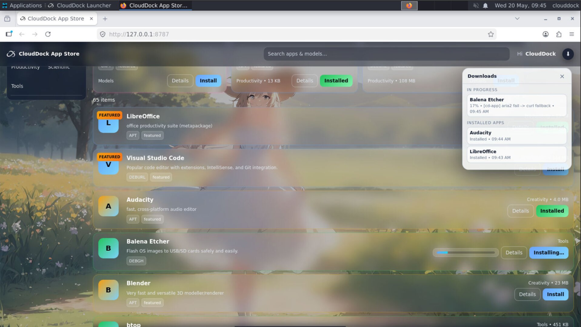 CloudDock App Store progress and task management improvements