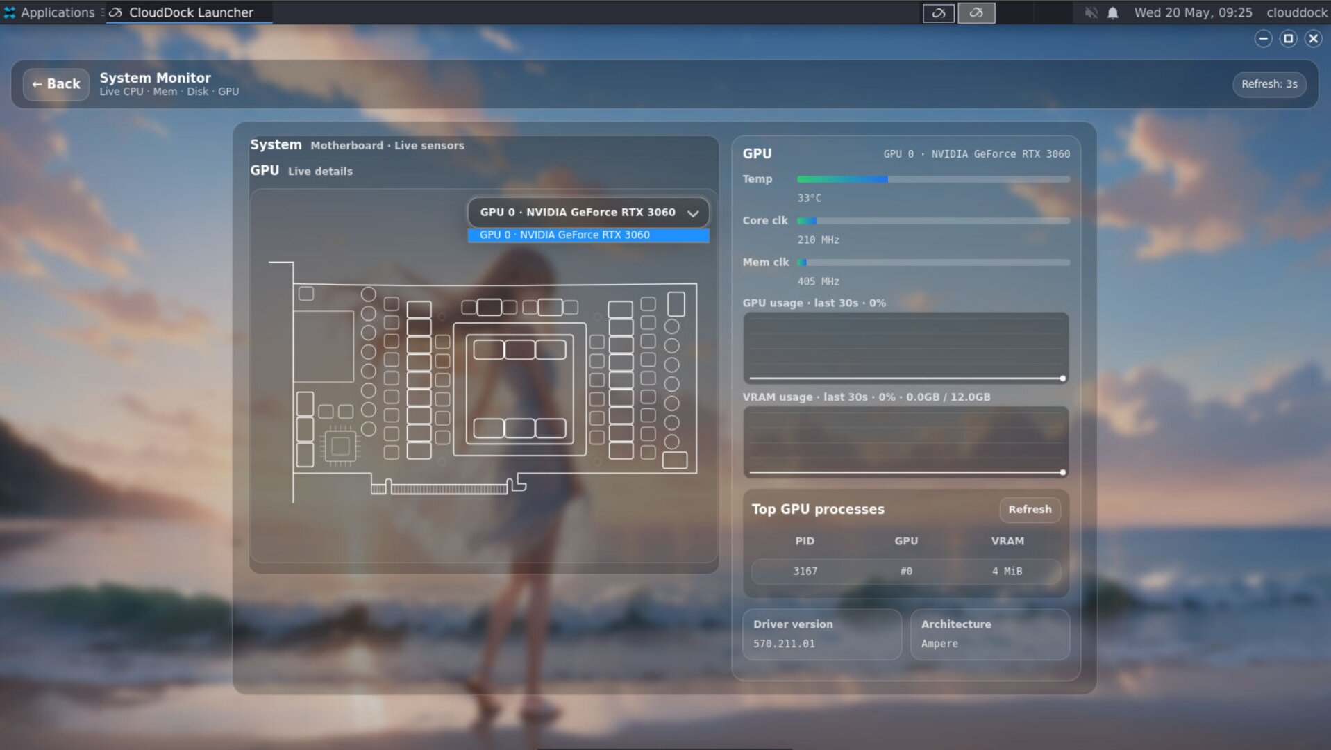 CloudDock multi GPU switching panel