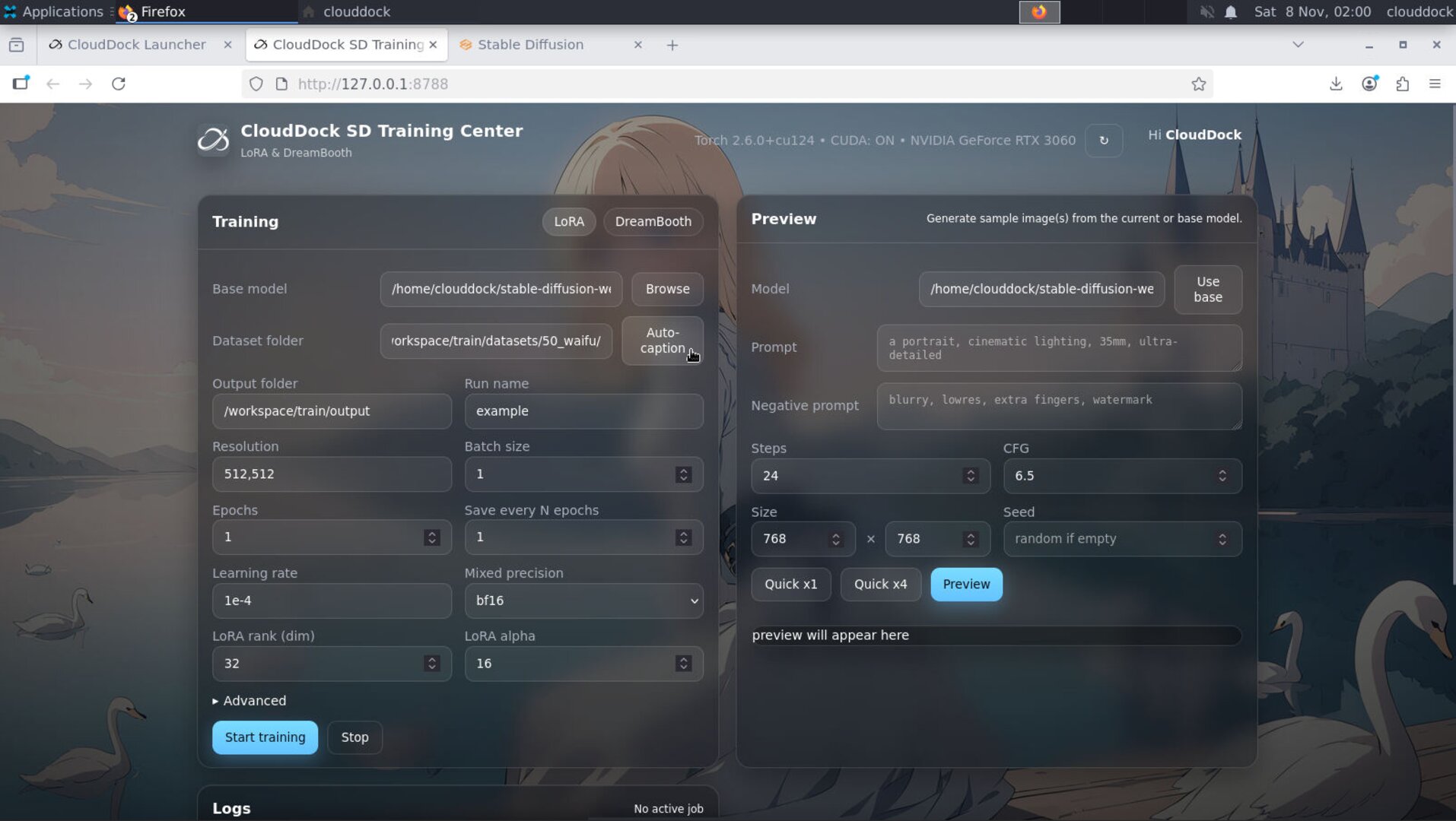 Auto caption panel with A1111 requirement