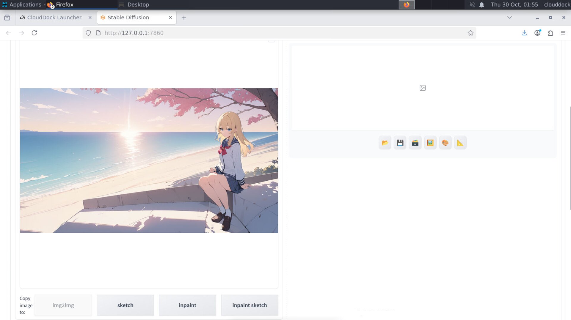 Source image placed in the img2img canvas area