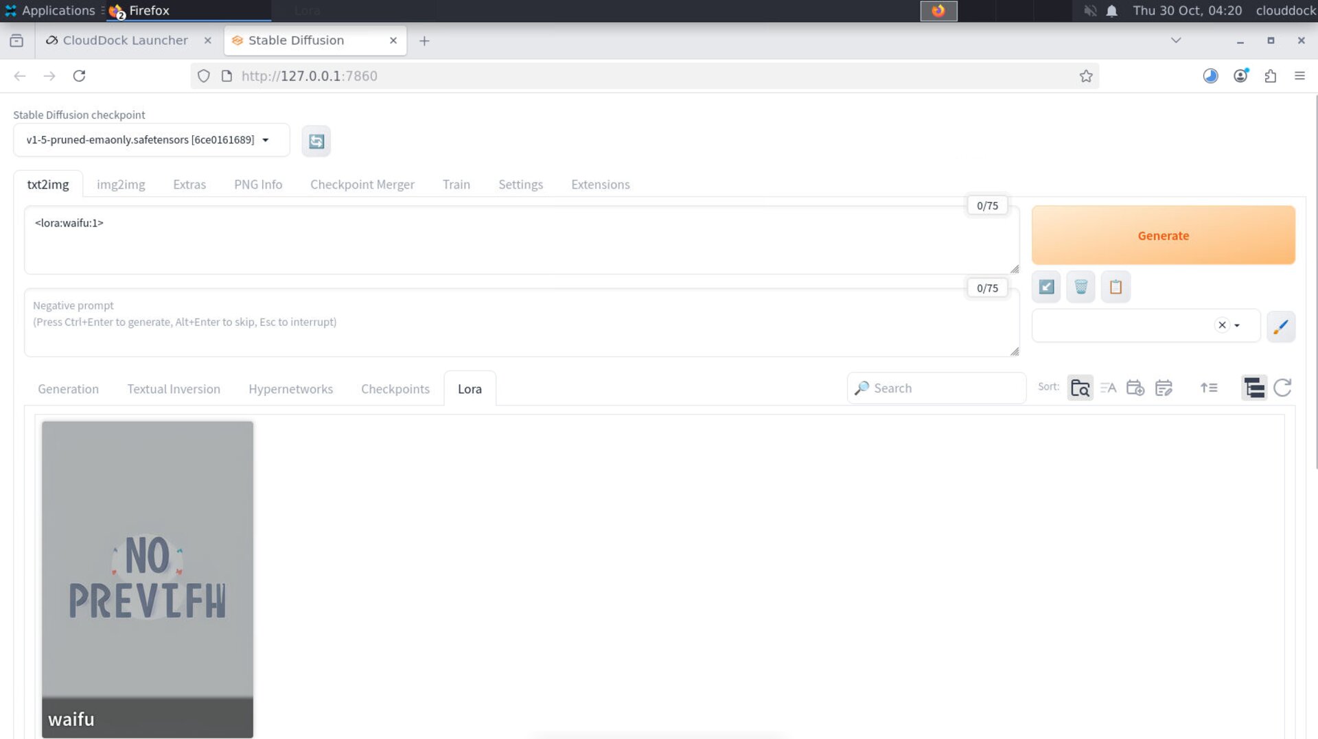 LoRA panel with cards and an apply/insert interaction